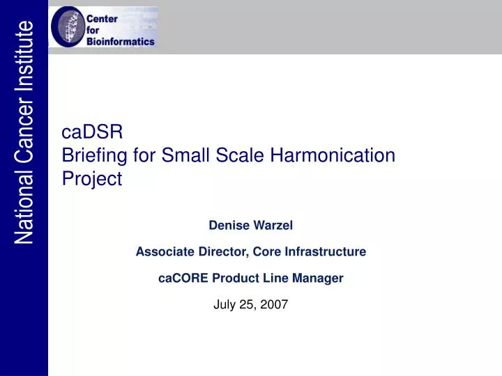 cadsr briefing for small scale harmonication project n.