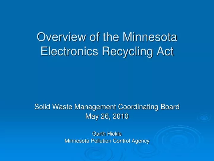 overview of the minnesota electronics recycling act n.