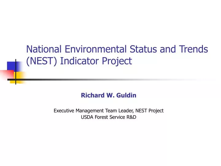 national environmental status and trends nest indicator project n.
