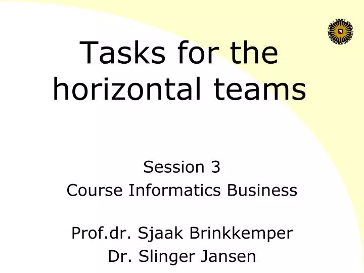 tasks for the horizontal teams n.