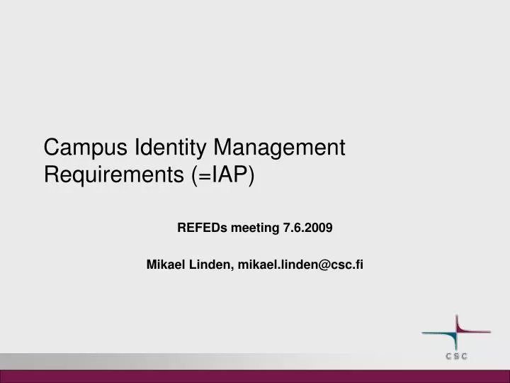 campus identity management requirements iap n.
