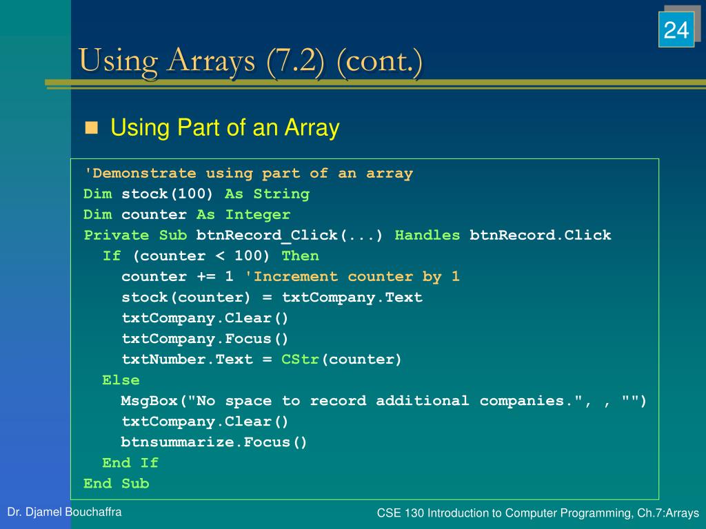 PPT - Chapter 7: Arrays PowerPoint Presentation, free download - ID:3987219