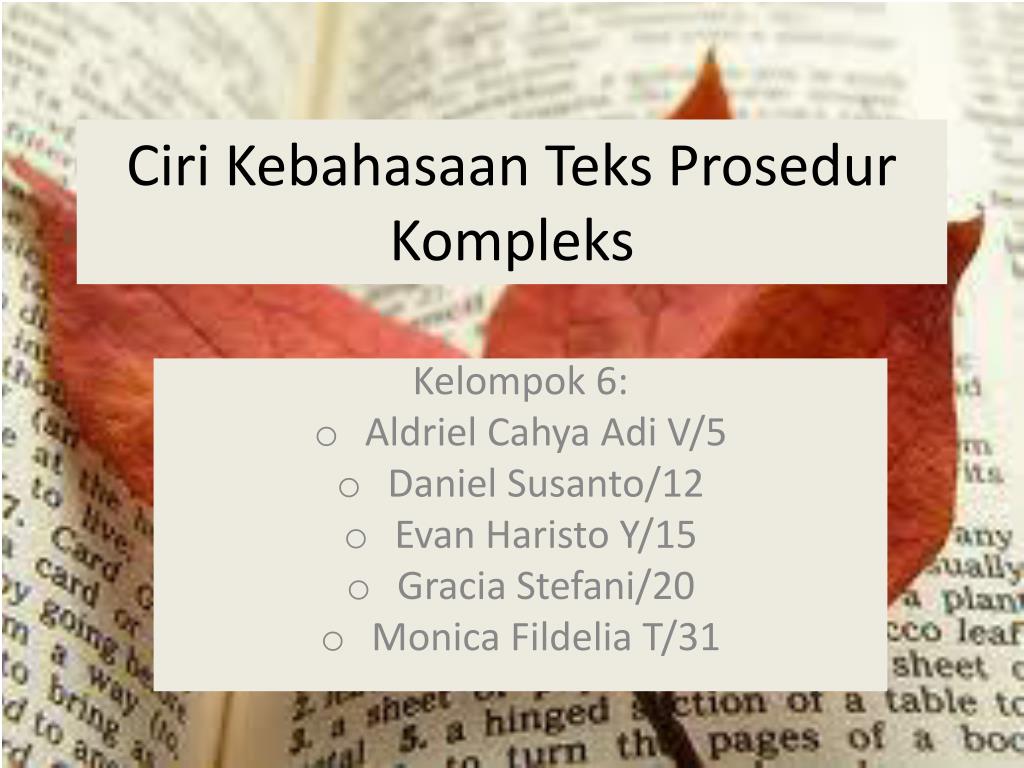 Ppt Ciri Kebahasaan Teks Prosedur Kompleks Powerpoint Presentation Free Download Id 3987791