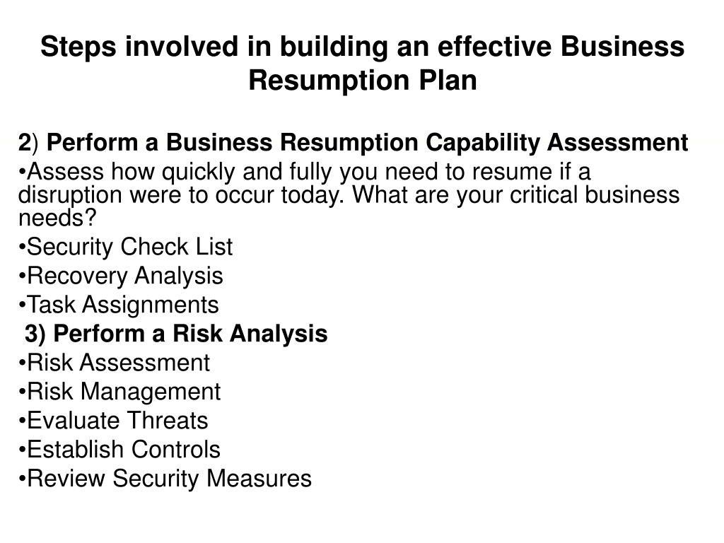 business resumption planning
