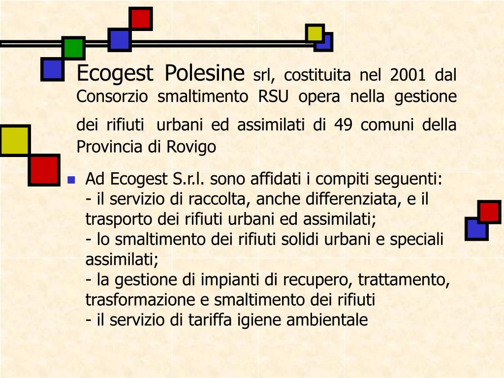 PPT - Presentazione Consorzio Smaltimento RSU di Rovigo e delle sue aziende  PowerPoint Presentation - ID:3988141