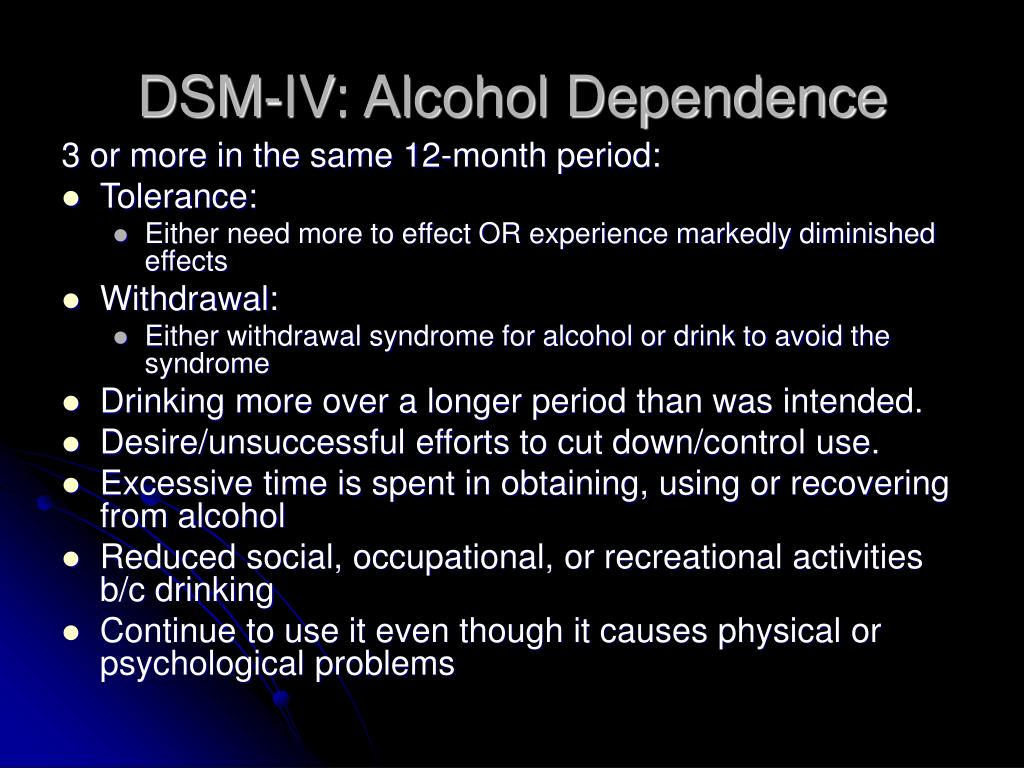 dsm iv alcohol dependence.