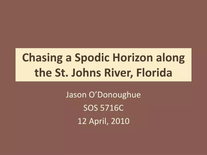 chasing a spodic horizon along the st johns river florida n.