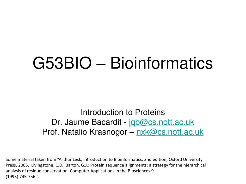 Ppt G53bio A Bioinformatics Powerpoint Presentation Free Download Id