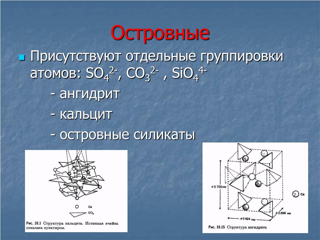 Химический состав кальцита. Островные силикаты кристаллическая структура. Структура кальцита. Островная структура. Строение кальцита.