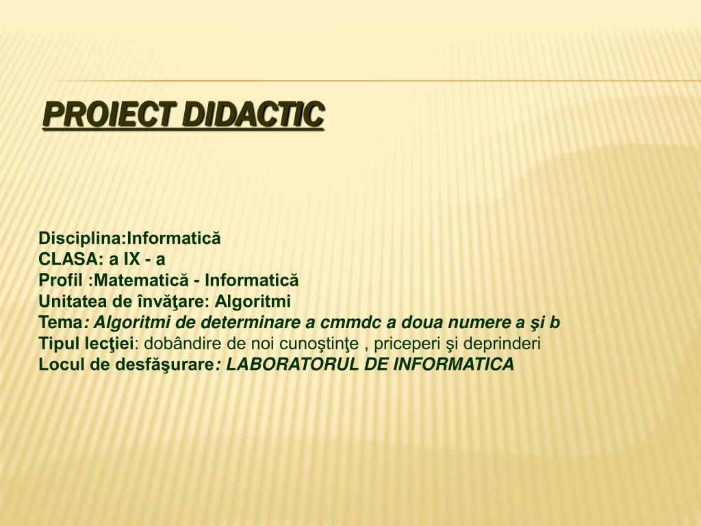 Ppt Proiect Didactic Powerpoint Presentation Free Download Id