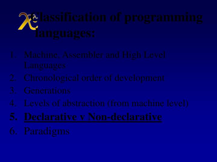 PPT - CLASSIFICATION OF PROGRAMMING LANGUAGES PowerPoint Presentation ...