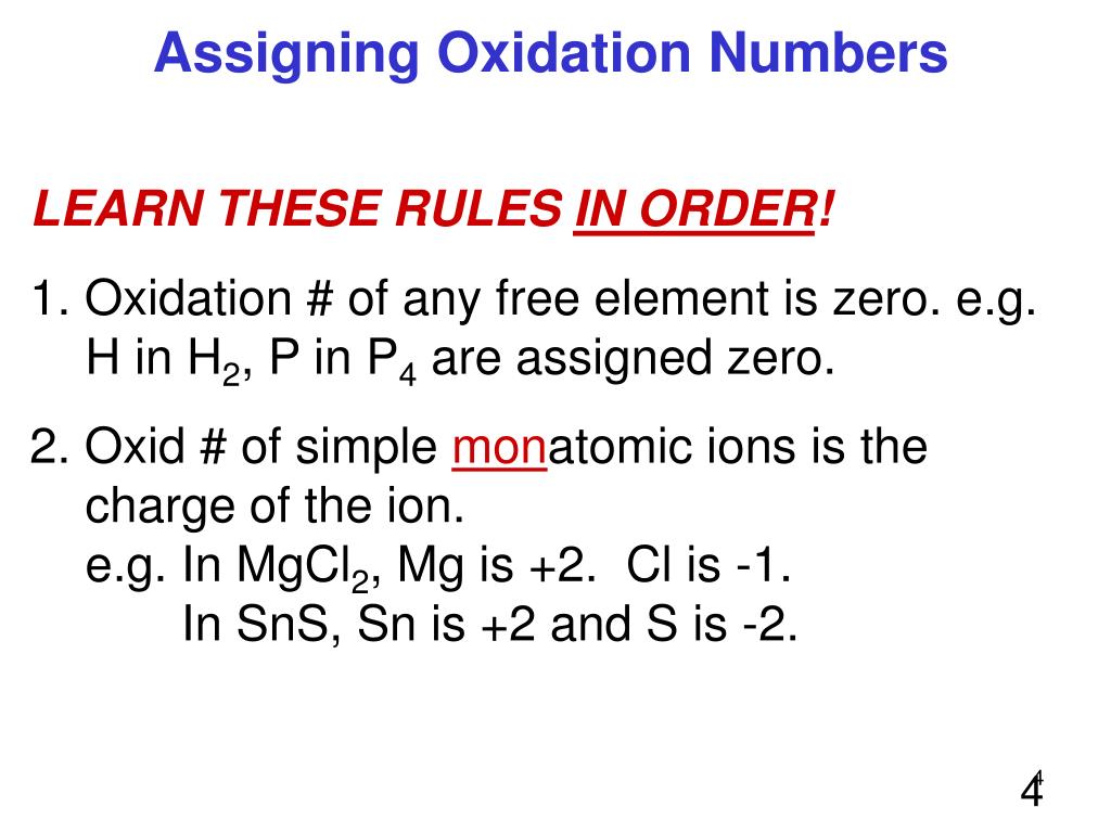 assigning oxidation numbers