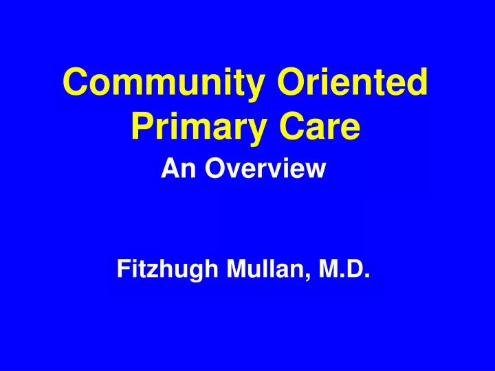 Community Oriented Primary Care Copc