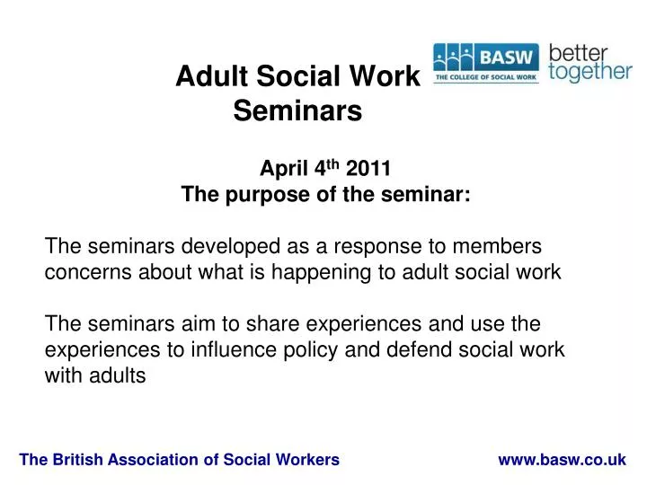 PPT Adult Social Work Seminars PowerPoint Presentation, free download