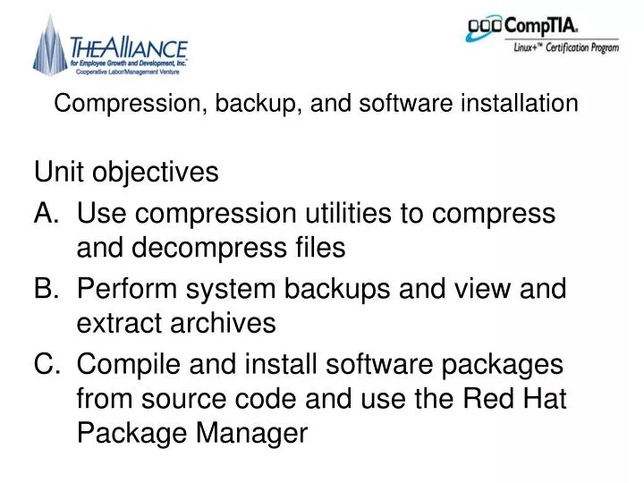 compression backup and software installation n.