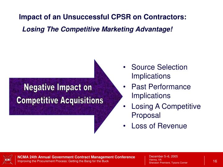 impact on acquisition performance impact on acquisition performance