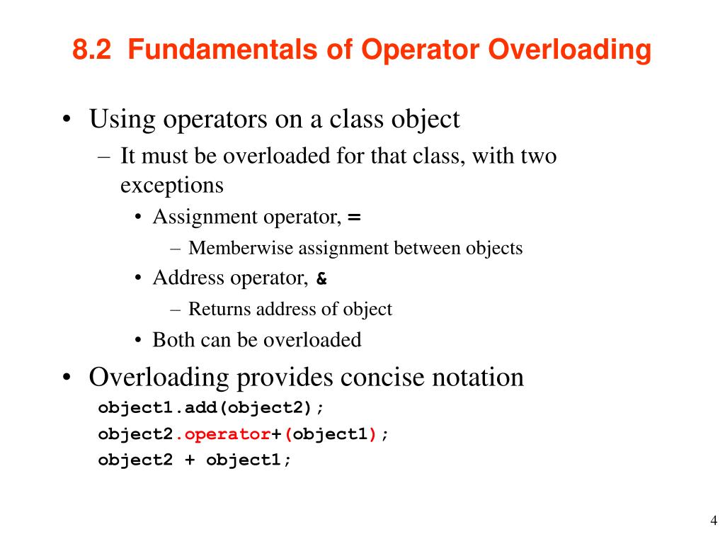PPT - Chapter 8 - Operator Overloading PowerPoint Presentation, free ...