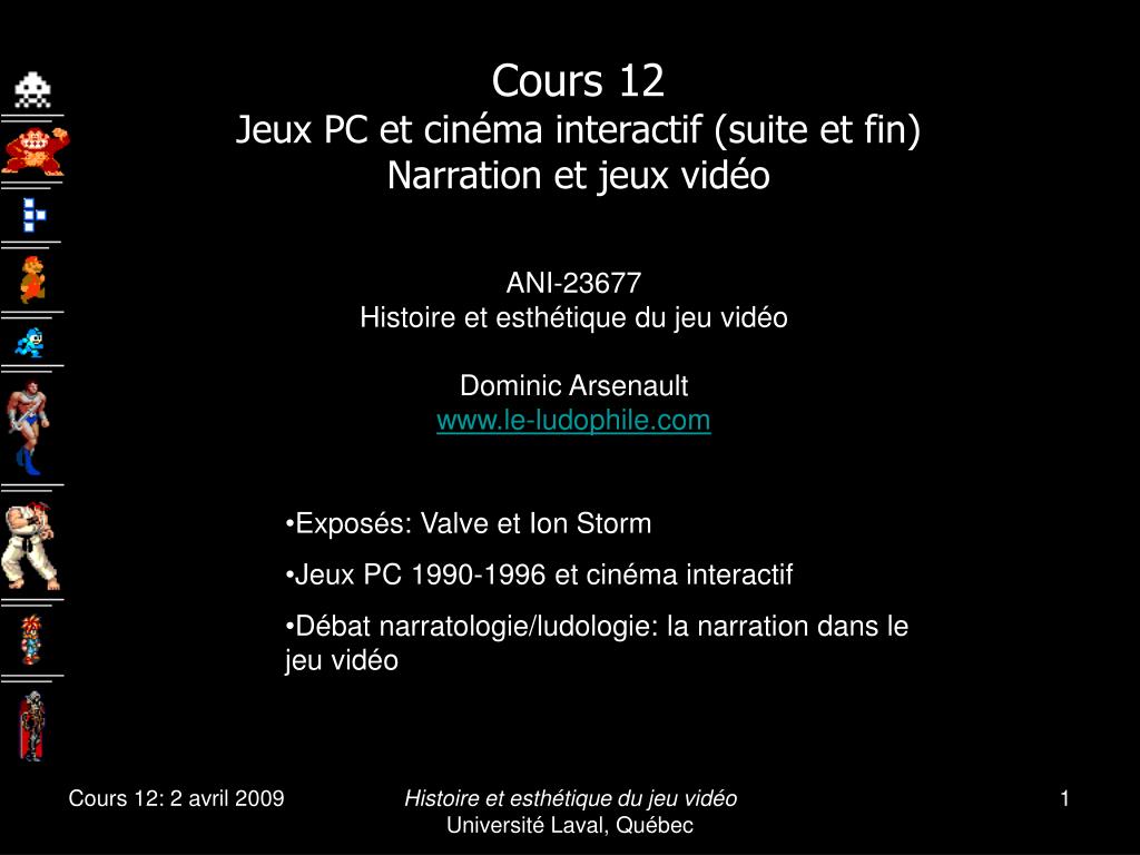 PPT - Cours 12 Jeux PC et cinéma interactif (suite et fin) Narration et jeux  vidéo PowerPoint Presentation - ID:4002021