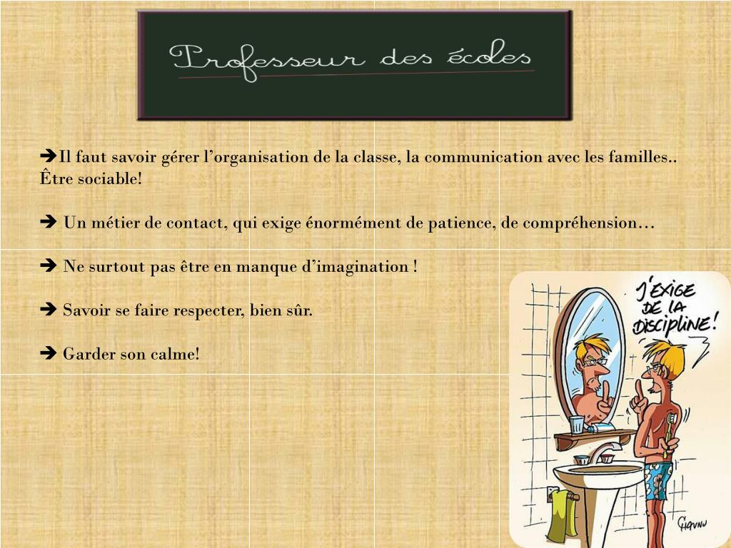 PPT - Fiche métier, Professeur des écoles. PowerPoint Presentation ...