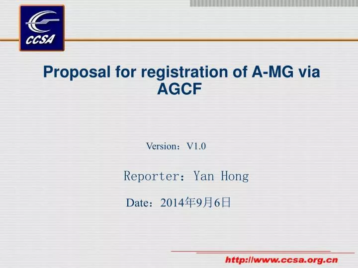proposal for registration of a mg via agcf n.