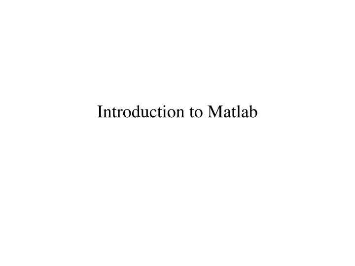 introduction to matlab n.