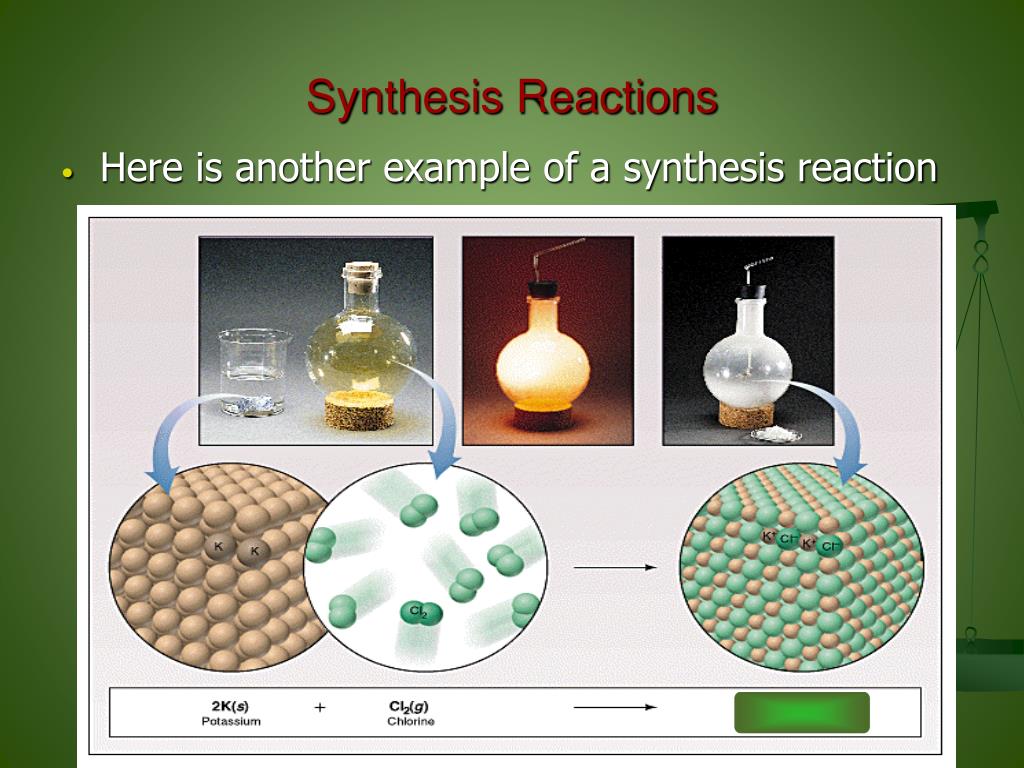 a real life example of synthesis reaction