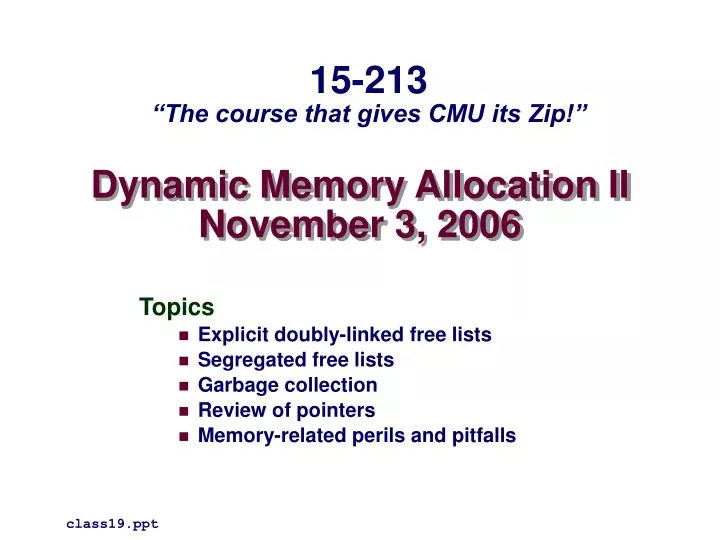 dynamic memory allocation ii november 3 2006 n.