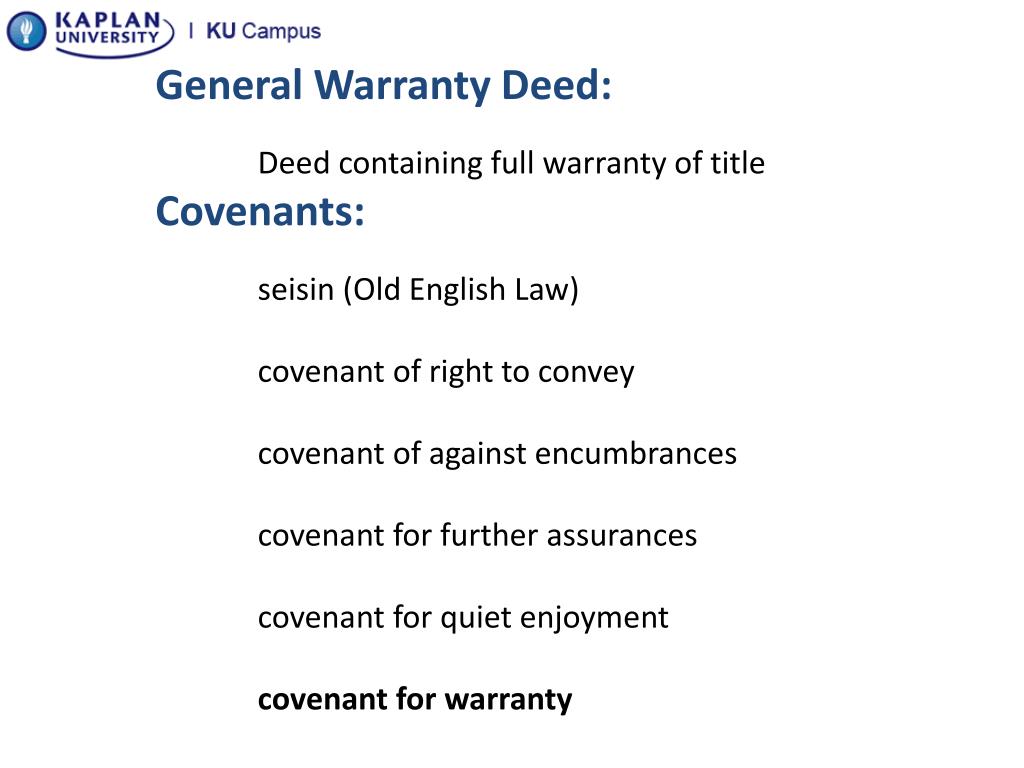 covenant of seisin example covenant of seisin example
