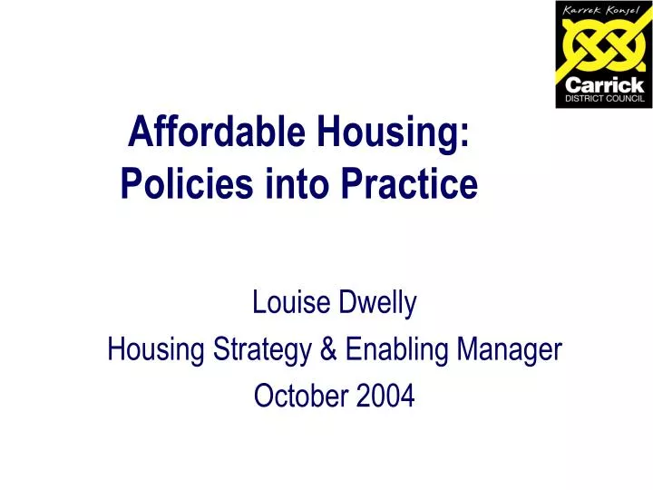PPT Affordable Housing Policies into Practice PowerPoint