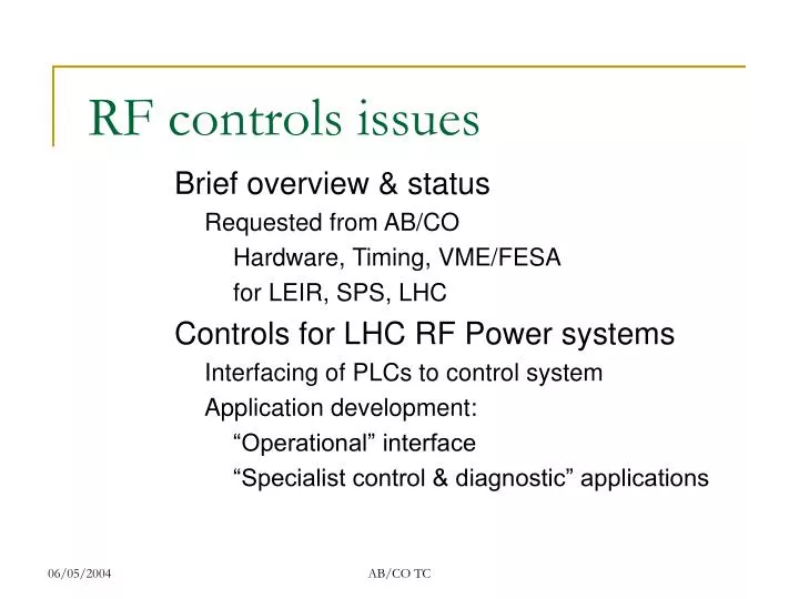Rf Controls PPT - RF controls issues PowerPoint Presentation, free download - ID ...