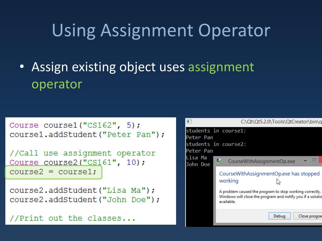 assignment operator in vb 6.0