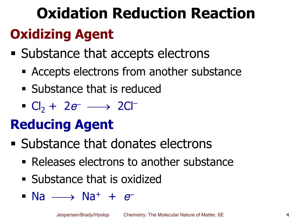 Ppt Chapter 6 Oxidation Reduction Reactions Powerpoint Presentation