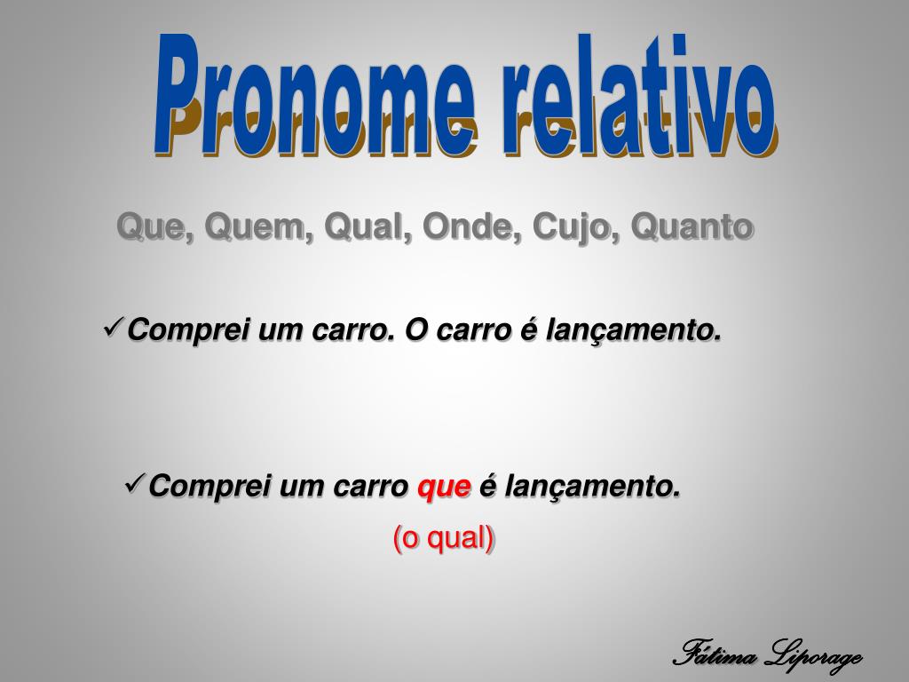 PRONOME RELATIVO. - ppt carregar