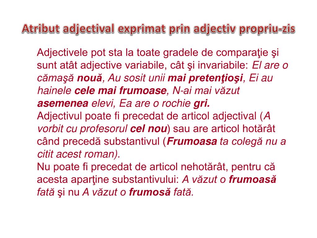 PPT - Atributul adjectival PowerPoint Presentation, free download -  ID:4013936