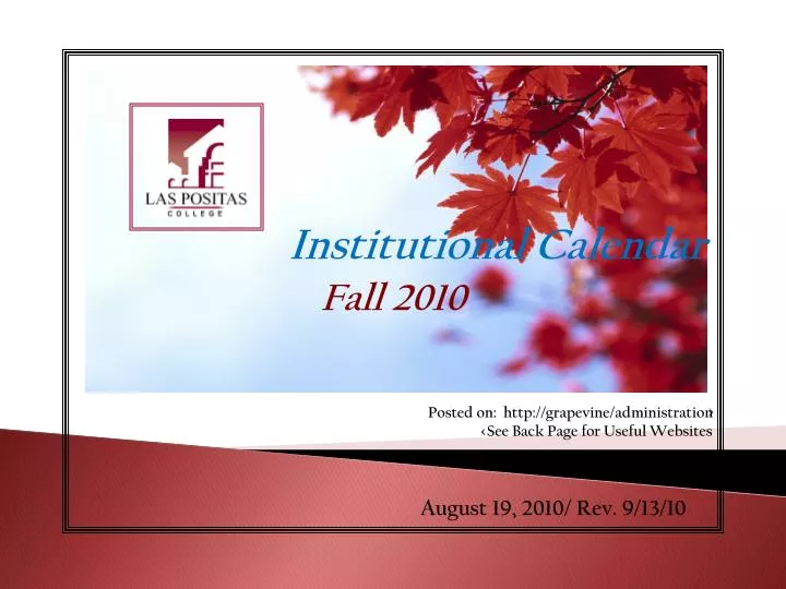 institutional calendar fall 2010 n.