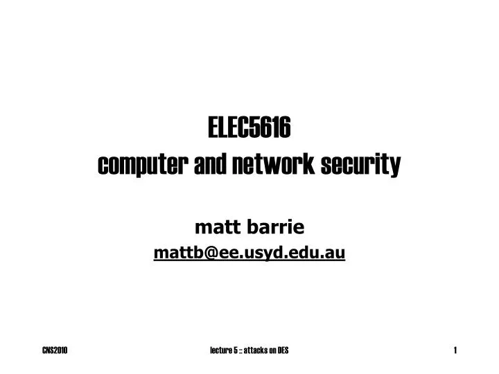 elec5616 computer and network security n.
