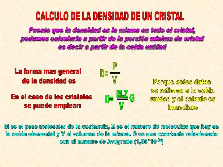 Más grande alguna cosa cabina PPT - CALCULO DE LA DENSIDAD DE UN CRISTAL PowerPoint Presentation, free  download - ID:4019952