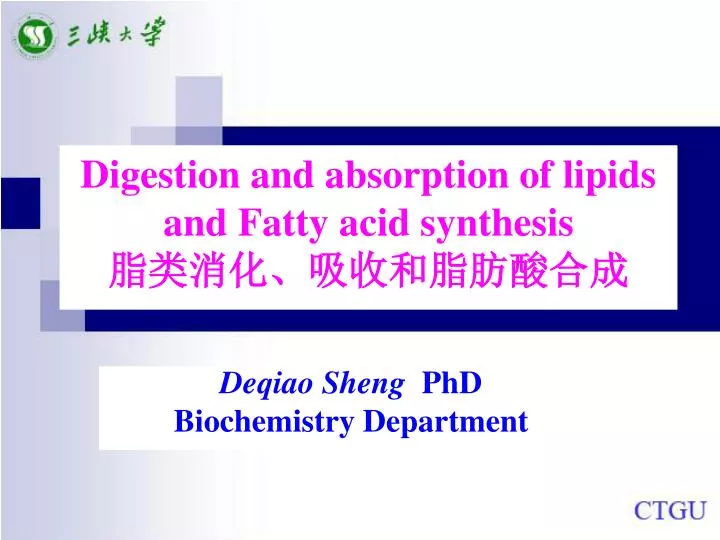 digestion and absorption of lipids and fatty acid synthesis n.