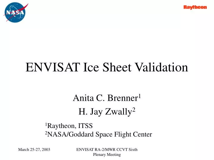 envisat ice sheet validation n.