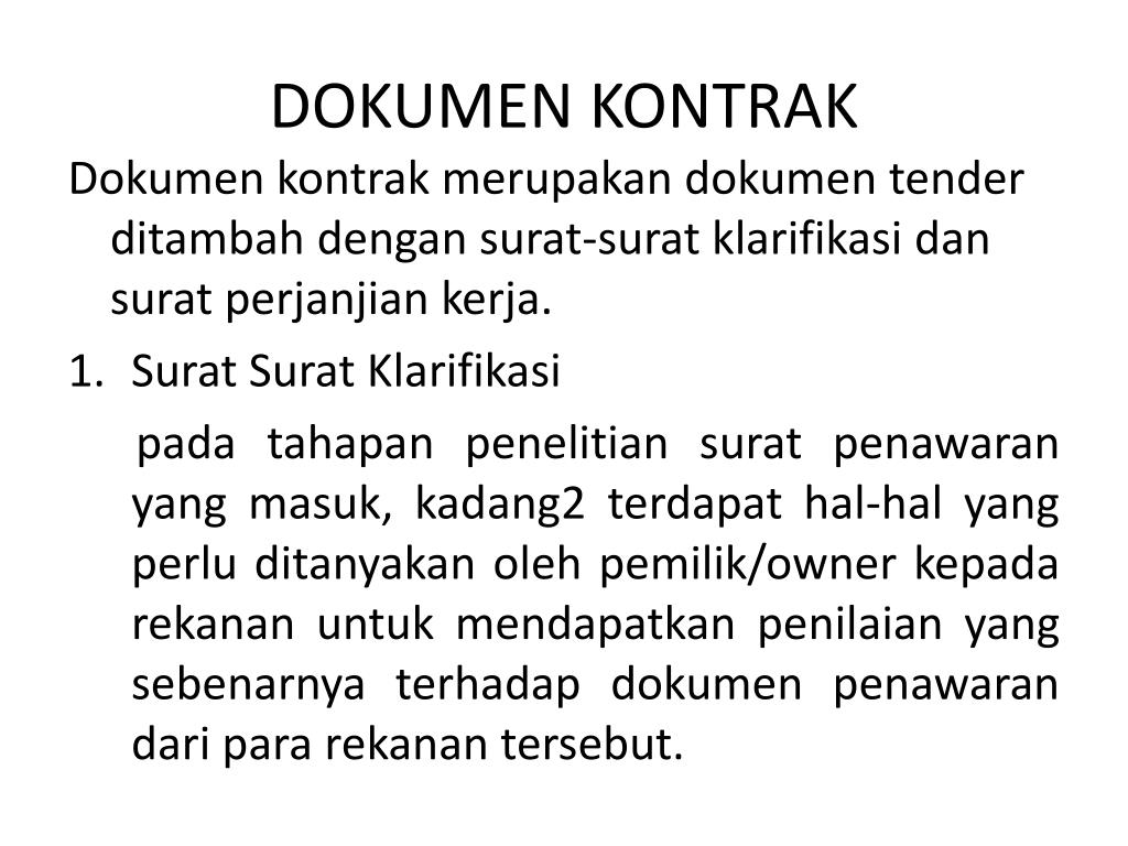 PPT - DOKUMEN PELELANGAN, DOKUMEN TENDER, DOKUMEN KONTRAK & DOKUMEN