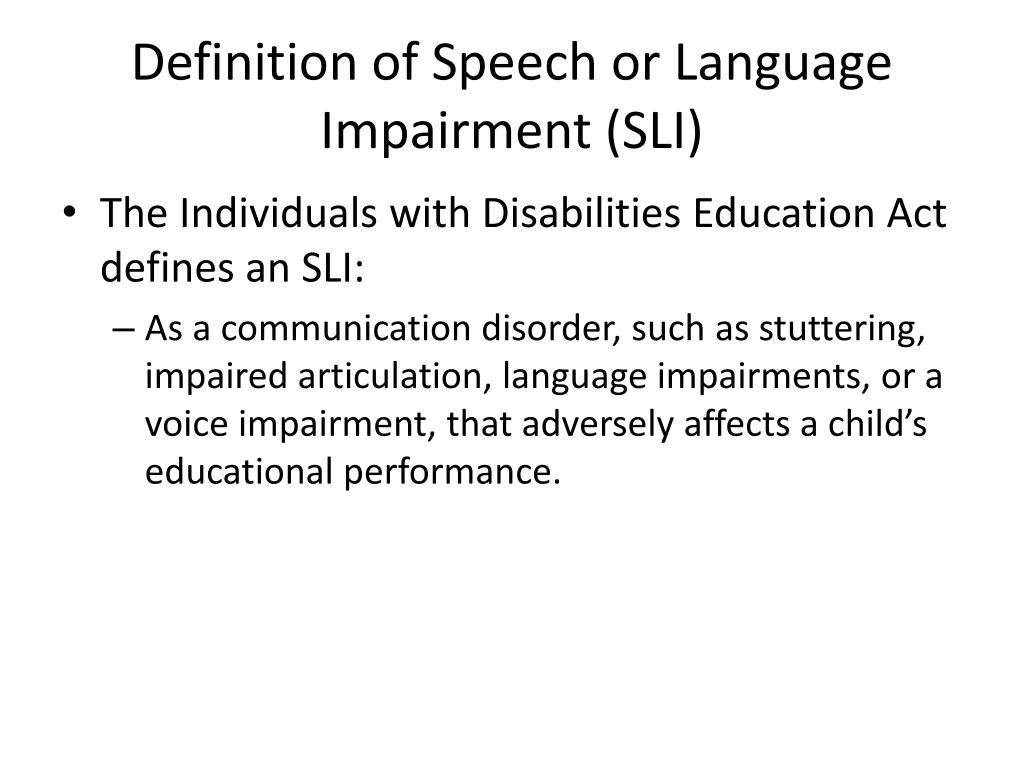 speech language impairment definition
