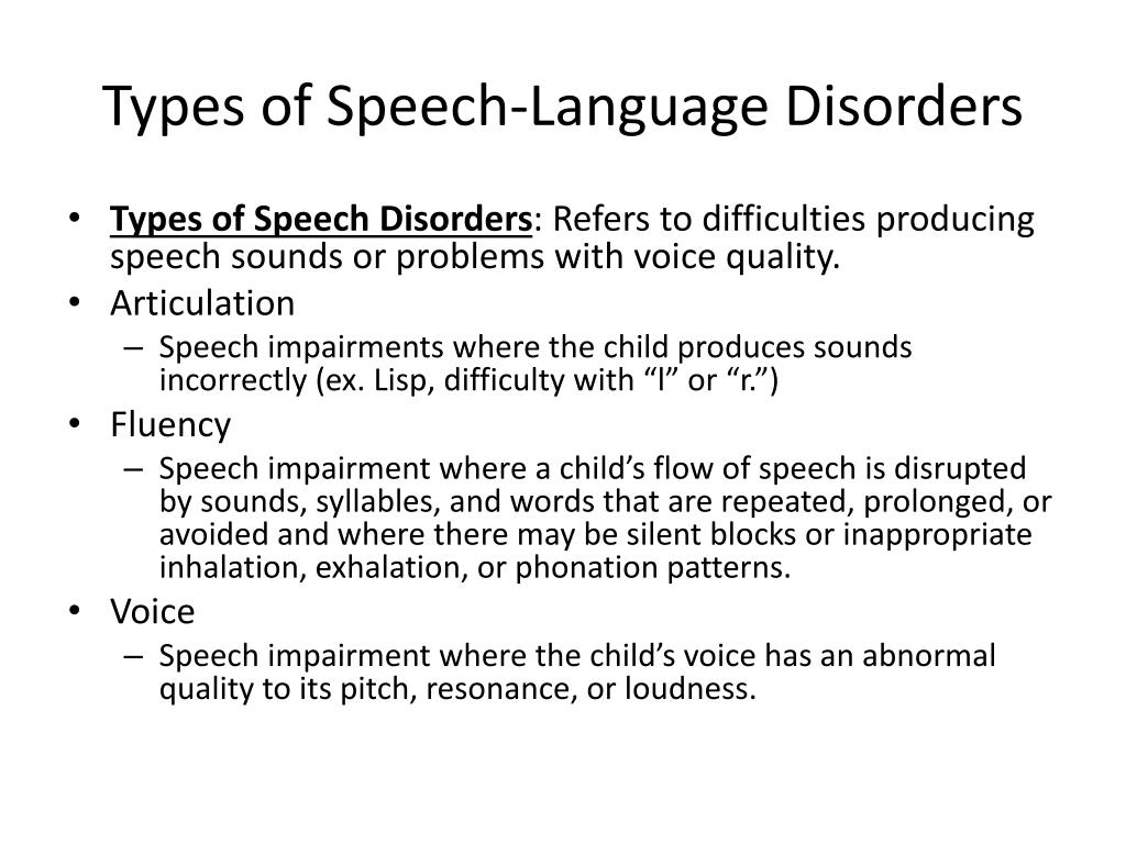 speech and language impairments definition