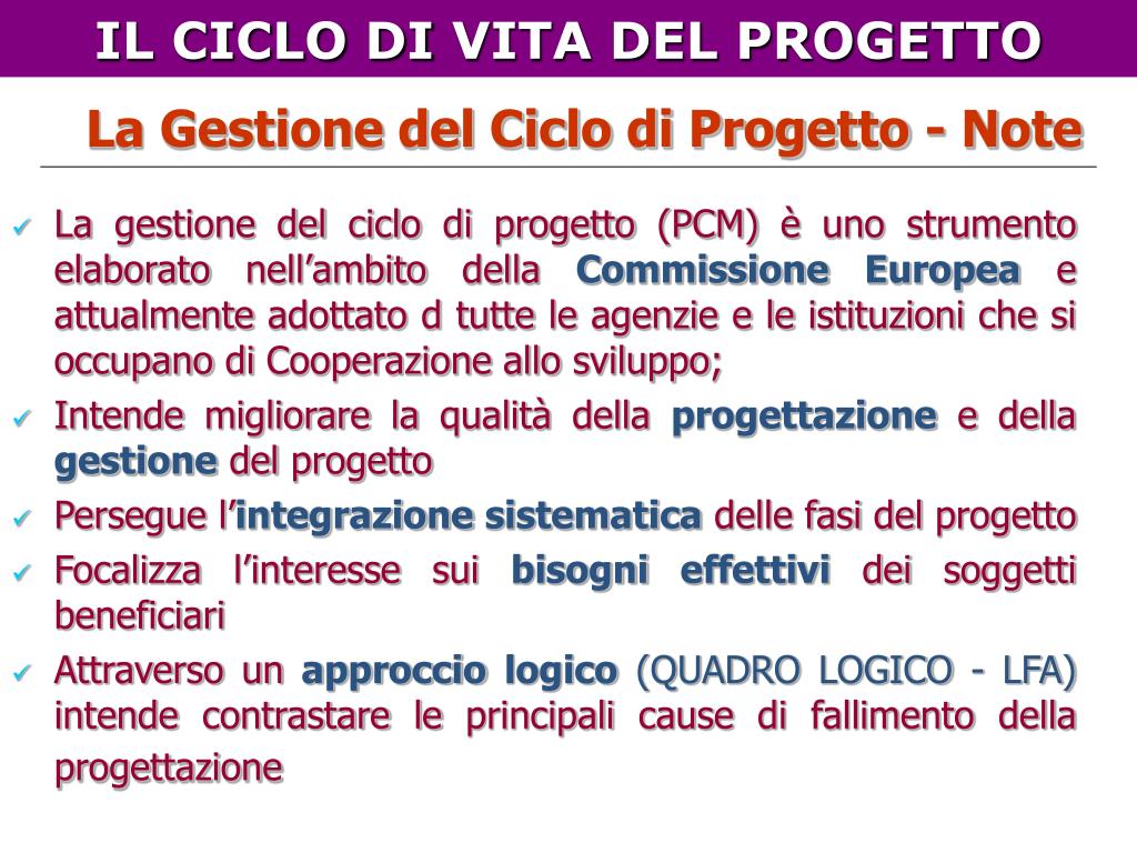 PPT - 27-28 novembre 2008 LA GESTIONE DEL CICLO DI VITA DEL PROGETTO ...