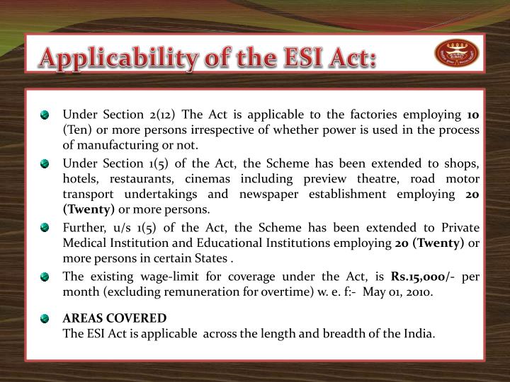 PPT - The Employees' State Insurance Act; 1948 PowerPoint Presentation