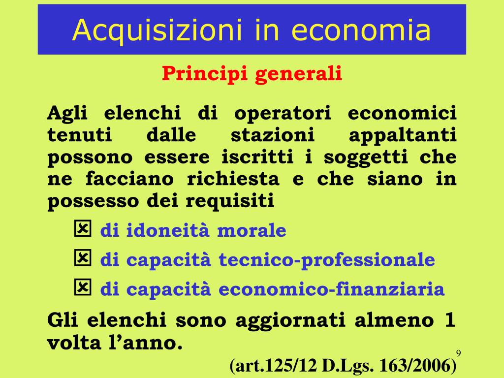 Ppt Codice Dei Contratti Pubblici Acquisizione Di Lavori Servizi E Forniture In Economia Powerpoint Presentation Id 4030823