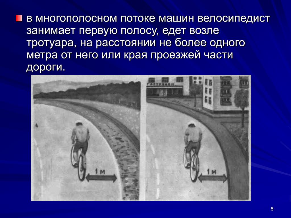 По какой стороне дороги ехать на велосипеде. На велосипеде по проезжей части. Движение велосипедистов по проезжей части. Велосипедист от края проезжей части. Велосипедист на правом краю проезжей части.
