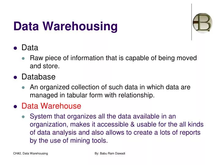 data warehousing n.