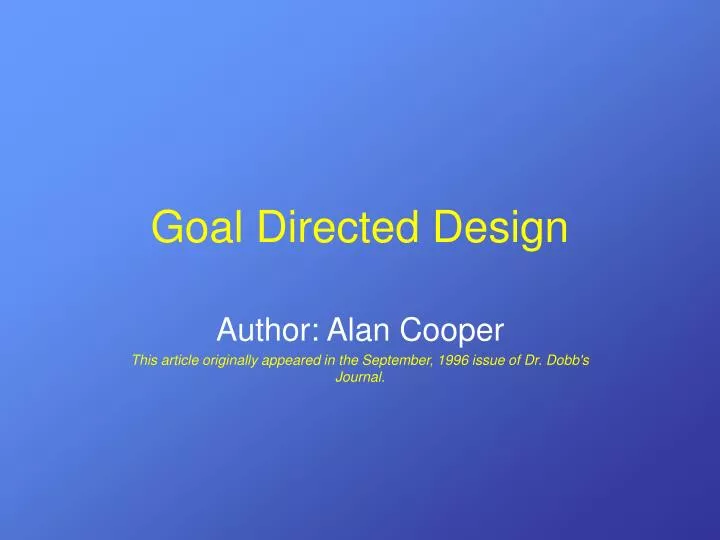 goal directed design n.