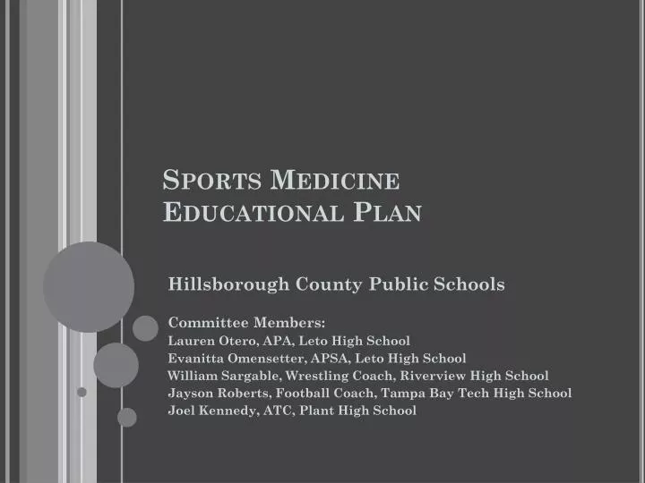 sports medicine educational plan n.