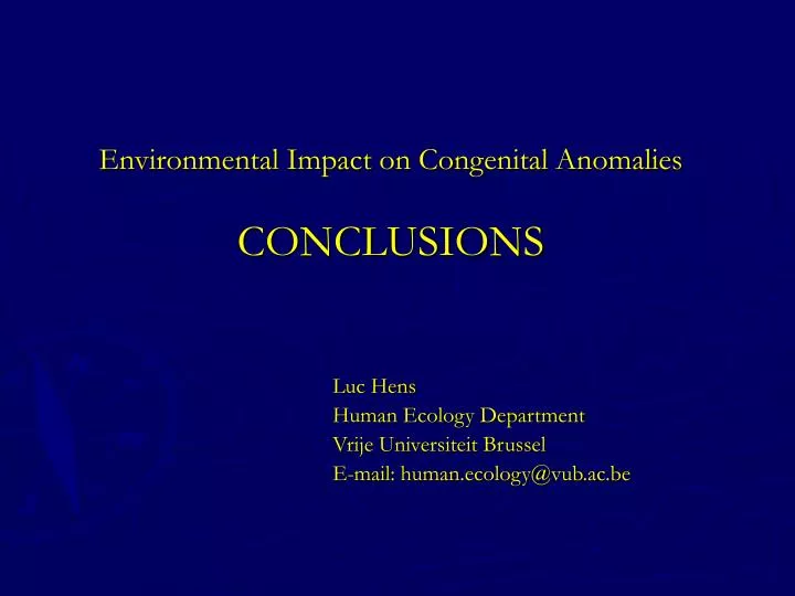 environmental impact on congenital anomalies conclusions n.